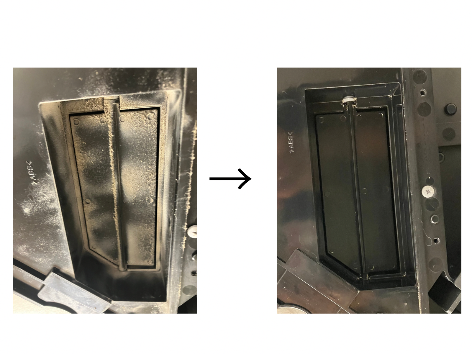 お風呂場の換気扇の吹き出しぶちをきれいに洗浄した写真